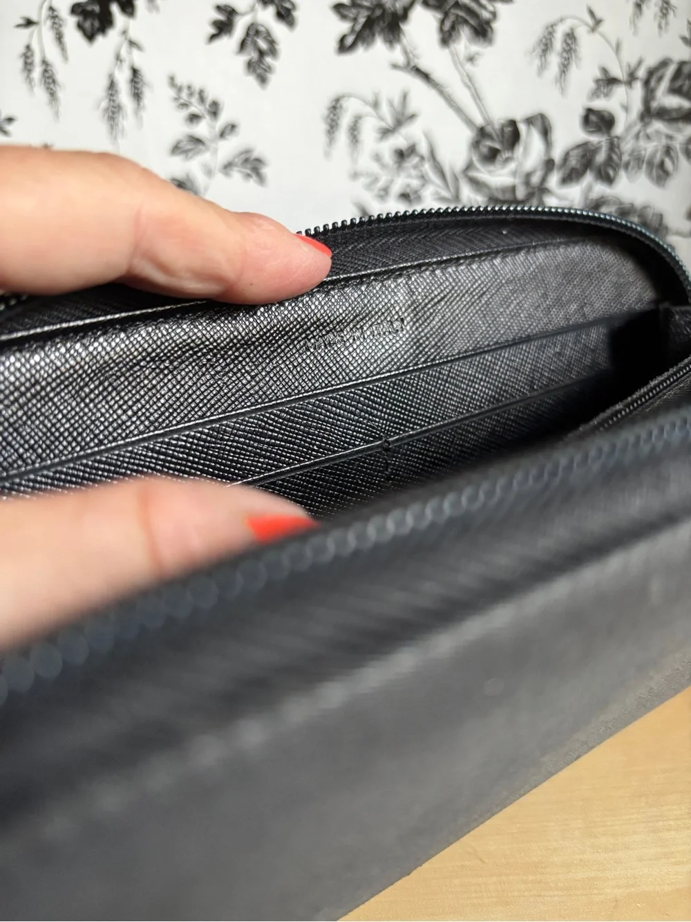 Designer Inspired Black Zip-Around Wallet